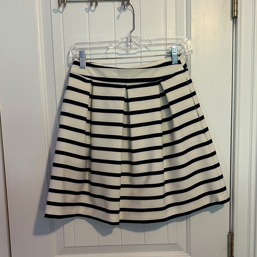 Zara Black and White Striped A-Line Skirt